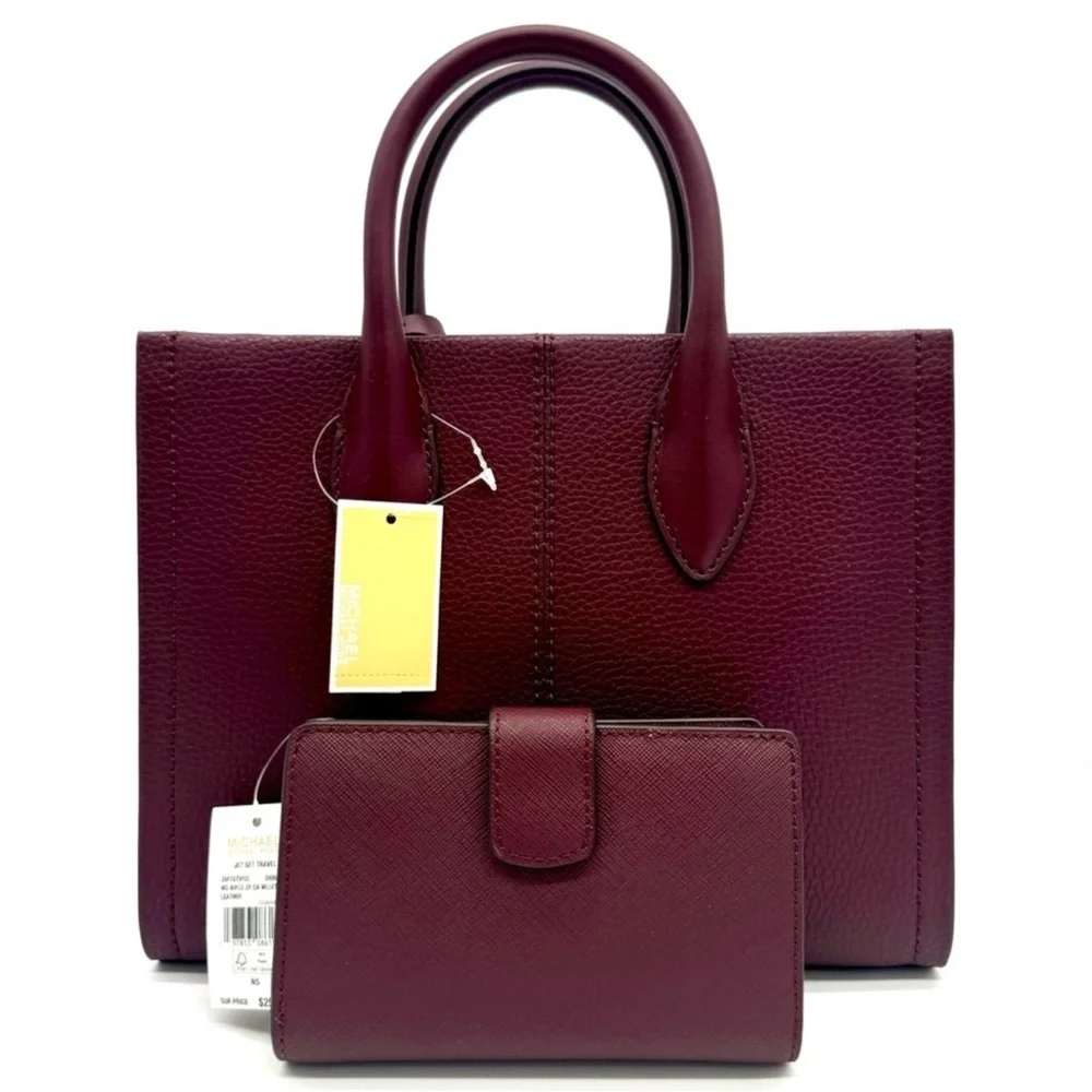 Michael Kors Mirella Small Crossbody Bag & Medium Zip Chain Wallet Ox Blood